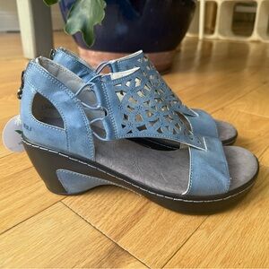 JBU Blue Wedge Shoes with Adjustable Strap and Cushioned Footbed